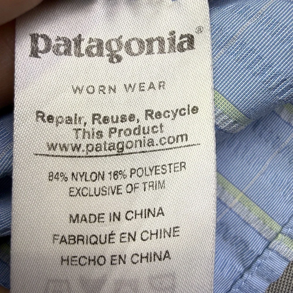 Patagonia Fishing Shirt‎ Mens XL Blue White Long Sleeve Zip Pockets Outdoors